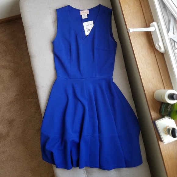 NWT Blue Fit & Flare Dress - Picture 2 of 6